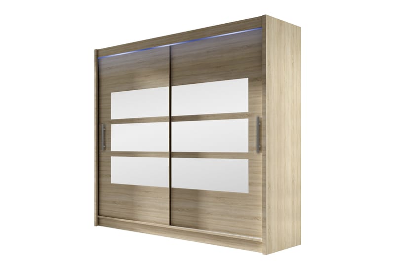 Rilievo Garderobeskap Med Speil 180x215 cm - Brun - Oppbevaring - Garderober & garderobesystem