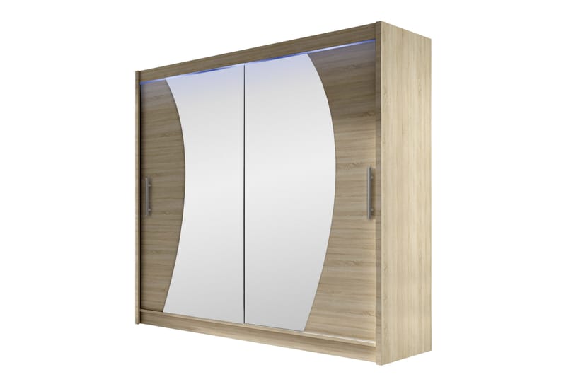 Rilievo Garderobeskap Med Speil 180x215 cm - Brun - Oppbevaring - Garderober & garderobesystem