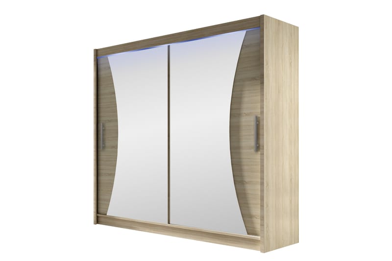 Rilievo Garderobeskap Med Speil 180x215 cm - Brun - Oppbevaring - Garderober & garderobesystem