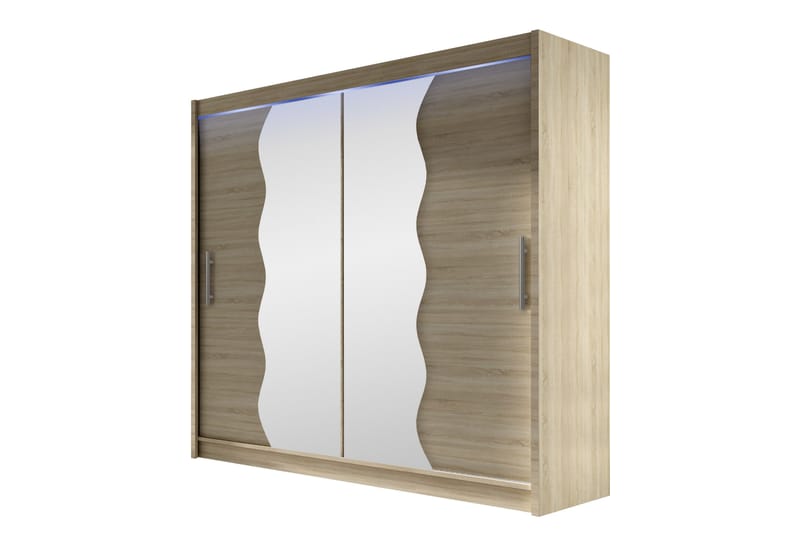 Rilievo Garderobeskap Med Speil 180x215 cm - Brun - Oppbevaring - Garderober & garderobesystem