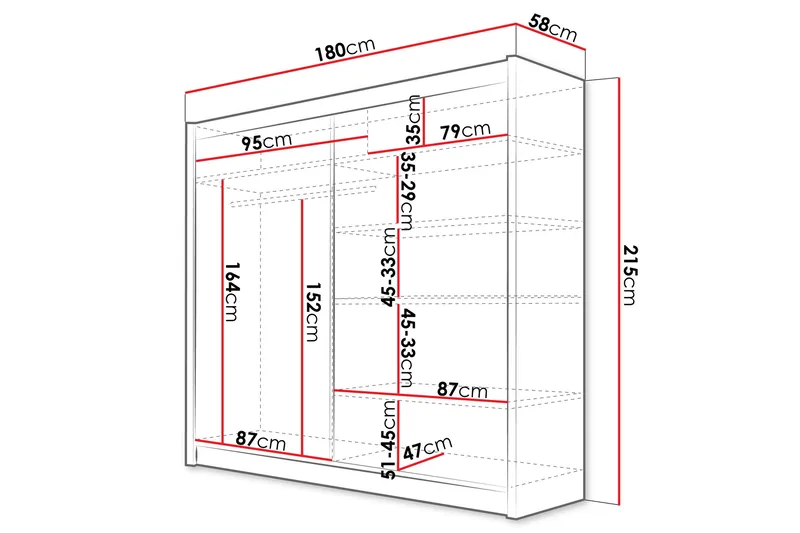 Rilievo Garderobeskap Med Speil 180x215 cm - Brun - Oppbevaring - Garderober & garderobesystem