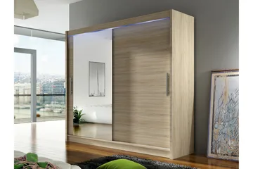 Rilievo Garderobeskap Med Speil 180x215 cm - Brun - Oppbevaring - Garderober & garderobesystem