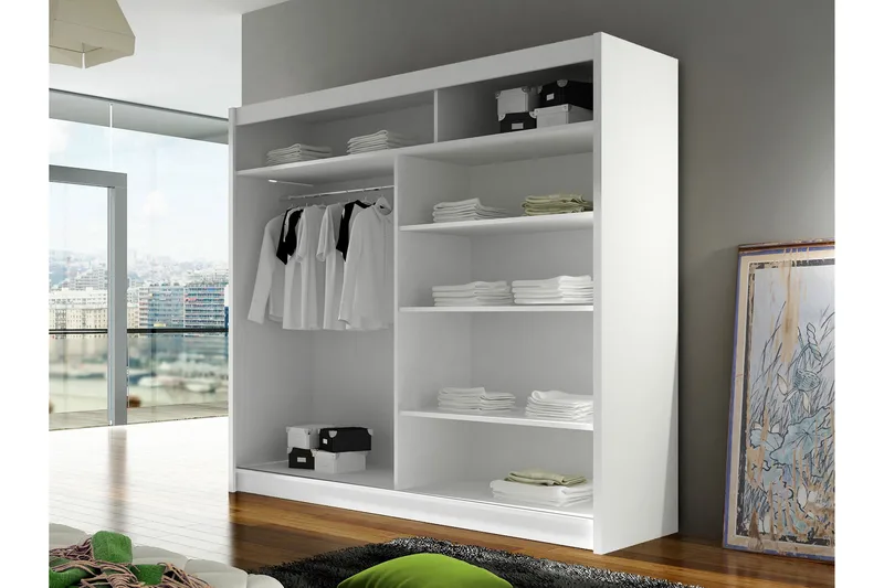 Rilievo Garderobeskap Med Speil 180x215 cm - Brun - Oppbevaring - Garderober & garderobesystem