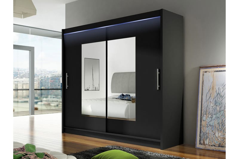 Rilievo Garderobeskap Med Speil 180x215 cm - Brun - Oppbevaring - Garderober & garderobesystem