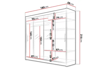 Rilievo Garderobeskap Med Speil 180x215 cm - Brun - Oppbevaring - Garderober & garderobesystem