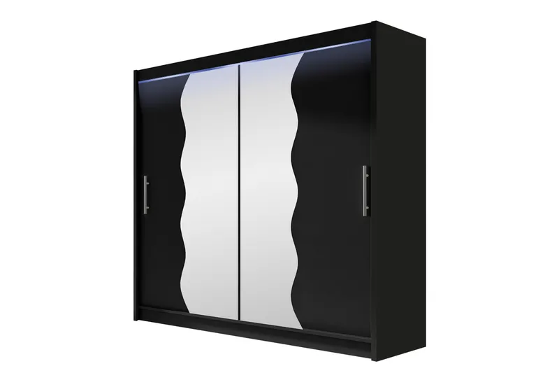 Rilievo Garderobeskap Med Speil 180x215 cm, Grå