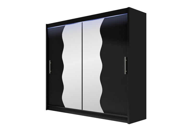 Rilievo Garderobeskap Med Speil 180x215 cm - Grå - Oppbevaring - Garderober & garderobesystem