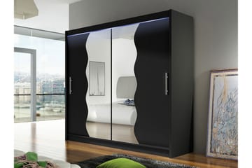 Rilievo Garderobeskap Med Speil 180x215 cm - Grå - Oppbevaring - Garderober & garderobesystem