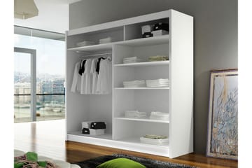 Rilievo Garderobeskap Med Speil 180x215 cm - Grå - Oppbevaring - Garderober & garderobesystem