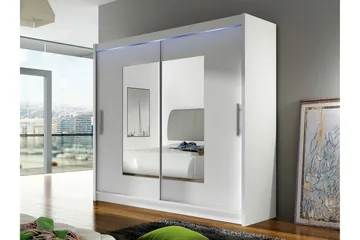 Rilievo Garderobeskap Med Speil 180x215 cm - Hvit - Oppbevaring - Garderober & garderobesystem