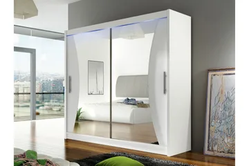 Rilievo Garderobeskap Med Speil 180x215 cm - Hvit - Oppbevaring - Garderober & garderobesystem