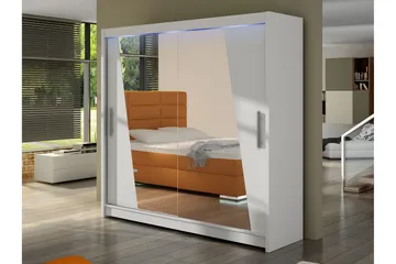 Rilievo Garderobeskap Med Speil 180x215 cm - Hvit - Oppbevaring - Garderober & garderobesystem