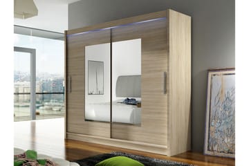 Rilievo Garderobeskap Med Speil 180x215 cm - Hvit/Brun - Oppbevaring - Garderober & garderobesystem