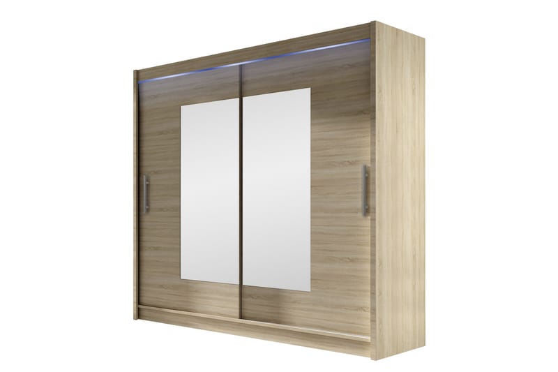 Rilievo Garderobeskap Med Speil 180x215 cm - Hvit/Brun - Oppbevaring - Garderober & garderobesystem