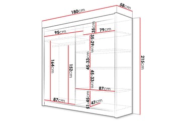 Rilievo Garderobeskap Med Speil 180x215 cm - Rosa - Oppbevaring - Garderober & garderobesystem