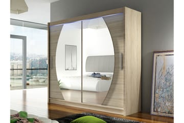 Rilievo Garderobeskap Med Speil 180x215 cm - Rosa - Oppbevaring - Garderober & garderobesystem