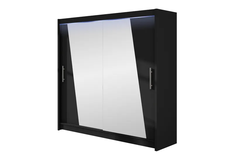 Rilievo Garderobeskap Med Speil 180x215 cm - Svart - Oppbevaring - Garderober & garderobesystem