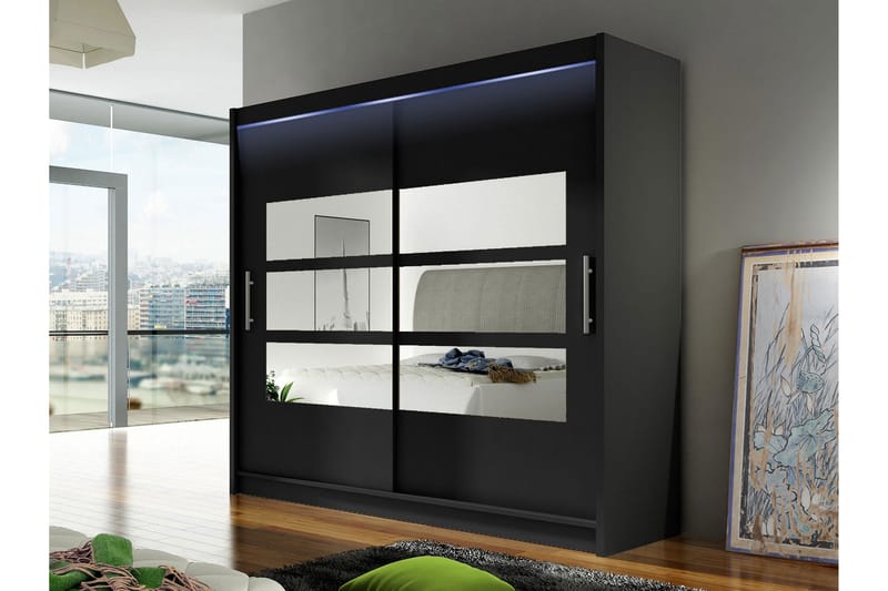 Rilievo Garderobeskap Med Speil 180x215 cm - Oppbevaring - Garderober & garderobesystem