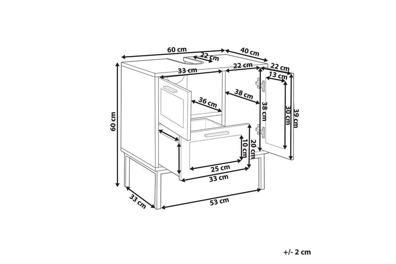 Servantskap Rosell 60x40x60 cm - 60x40x60 cm - Oppbevaring - Oppbevaring til baderom