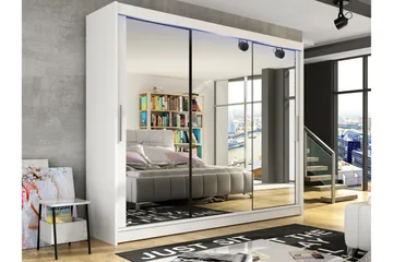 Sia Garderobe med Speil 250x215 cm - Hvit - Oppbevaring - Garderober & garderobesystem