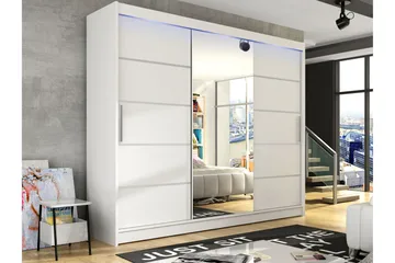 Sia Garderobe med Speil 250x215 cm - Hvit - Oppbevaring - Garderober & garderobesystem