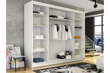 Sia Garderobe med Speil 250x215 cm - Hvit - Oppbevaring - Garderober & garderobesystem