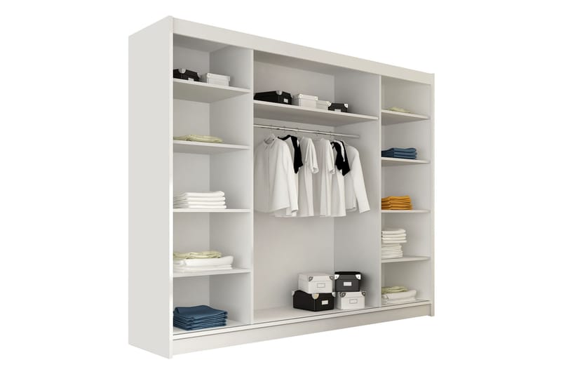 Sia Garderobe med Speil 250x215 cm - Hvit - Oppbevaring - Garderober & garderobesystem