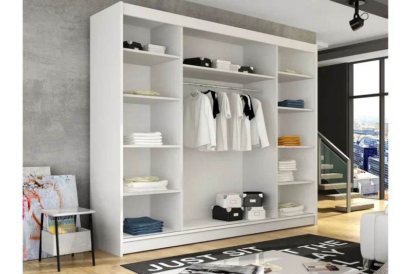 Sia Garderobe med Speil 250x215 cm - Svart - Oppbevaring - Garderober & garderobesystem