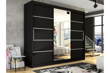 Sia Garderobe med Speil 250x215 cm - Svart - Oppbevaring - Garderober & garderobesystem