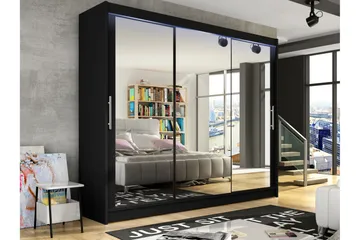 Sia Garderobe med Speil 250x215 cm - Svart - Oppbevaring - Garderober & garderobesystem