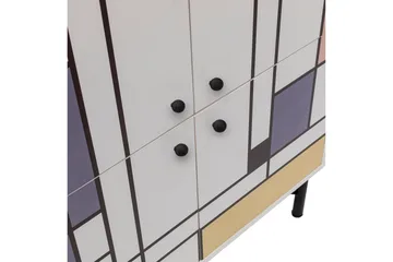 Midia Highboard 95x111 cm Hvit/Brun/Lilla/Gul - Hanah Home - Oppbevaring - Skap - Oppbevaringsskap