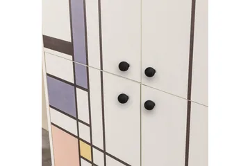 Midia Highboard 95x111 cm Hvit/Brun/Lilla/Gul - Hanah Home - Oppbevaring - Skap - Oppbevaringsskap