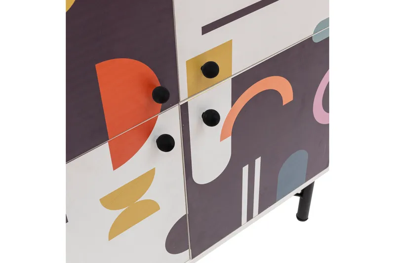 Sia Highboard 95x111 cm Hvit/Brun/Lilla/Gul - Hanah Home - Oppbevaring - Skap - Oppbevaringsskap