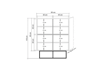Quantum Solo Highboard 93x115 cm Svart/Brun - Hanah Home - Oppbevaring - Skap - Oppbevaringsskap