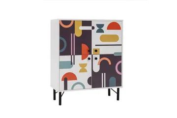 Sia Highboard 95x111 cm Hvit/Brun/Lilla/Gul - Hanah Home - Oppbevaring - Skap - Oppbevaringsskap