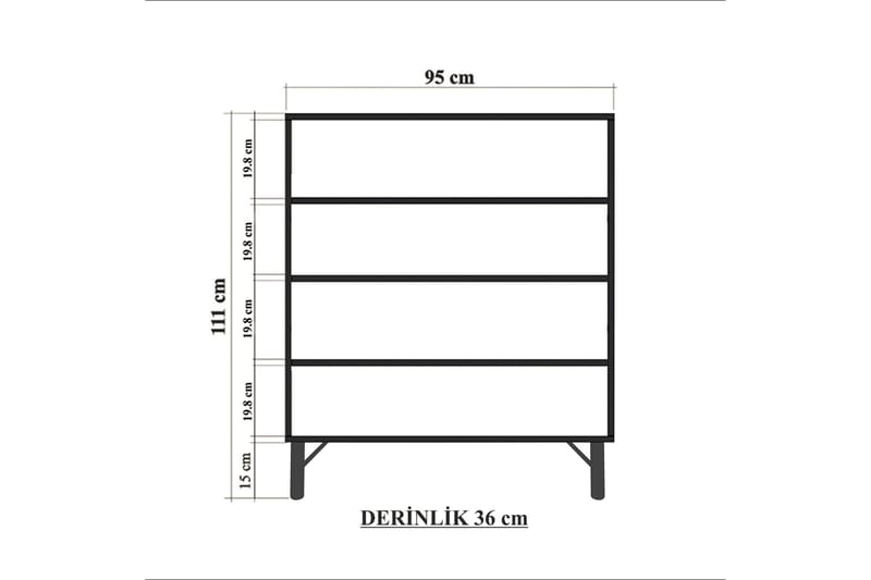 Midia Highboard 95x111 cm Hvit/Brun/Lilla/Gul - Hanah Home - Oppbevaring - Skap - Oppbevaringsskap
