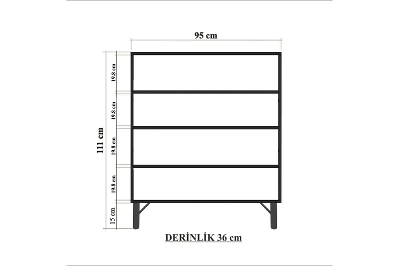Sia Highboard 95x111 cm Hvit/Brun/Lilla/Gul - Hanah Home - Oppbevaring - Skap - Oppbevaringsskap