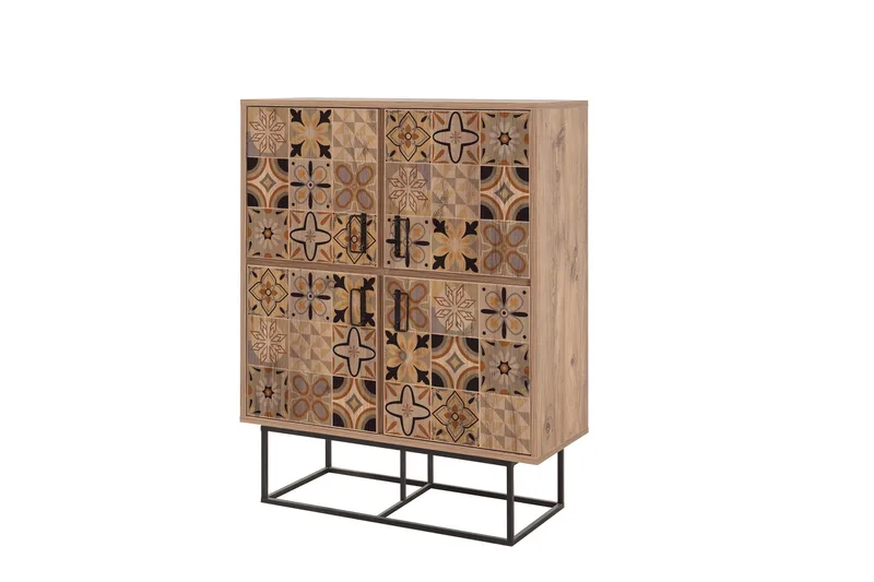 Quantum Solo Highboard 93x115 cm Svart/Brun, Hanah Home