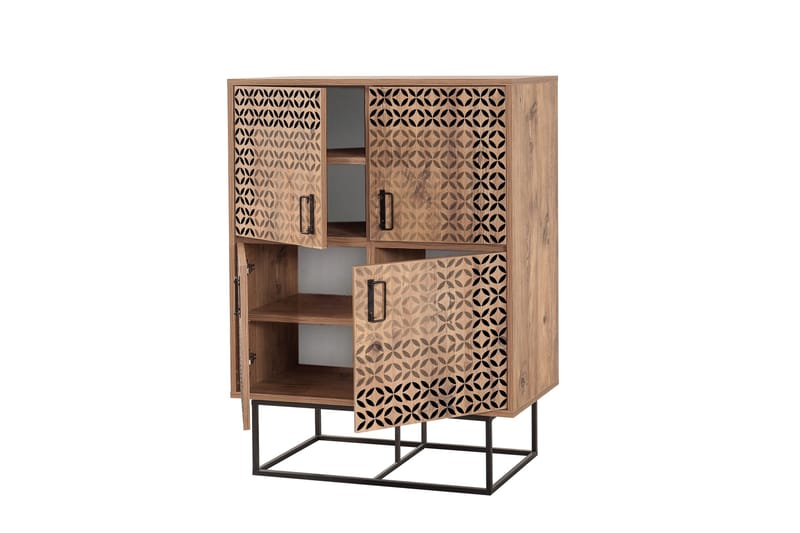 Quantum Solo Highboard 93x115 cm Svart/Brun - Hanah Home - Oppbevaring - Skap - Oppbevaringsskap