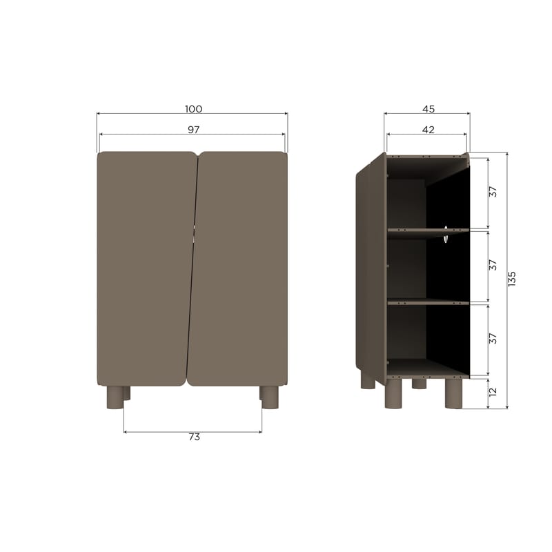 2-dørs skap Root 100 cm - Trøffelbrun - Oppbevaring - Skap - Oppbevaringsskap