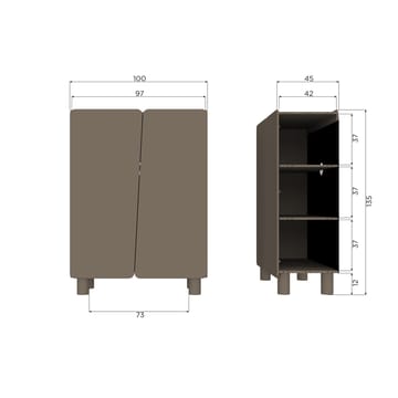 2-dørs skap Root 100 cm - Trøffelbrun - Oppbevaring - Skap - Oppbevaringsskap