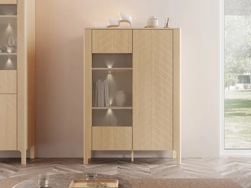 Aggarwal Vitrineskap 103 cm med Belysning - Oppbevaring - Skap - Vitrineskap