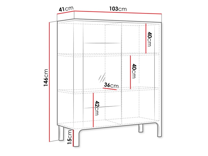 Aggarwal Vitrineskap 103 cm - Oppbevaring - Skap - Vitrineskap