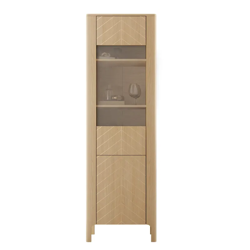 Aggarwal Vitrinskap 60 cm med Oppbevaring i Tre med Glassfront, Brun