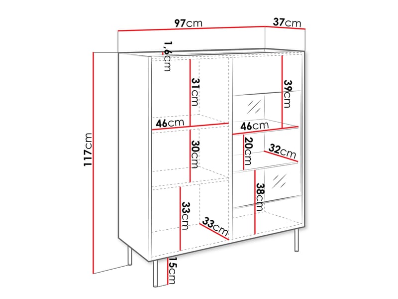 Akihito Vitrineskap 97x117 cm - Brun - Oppbevaring - Skap - Vitrineskap