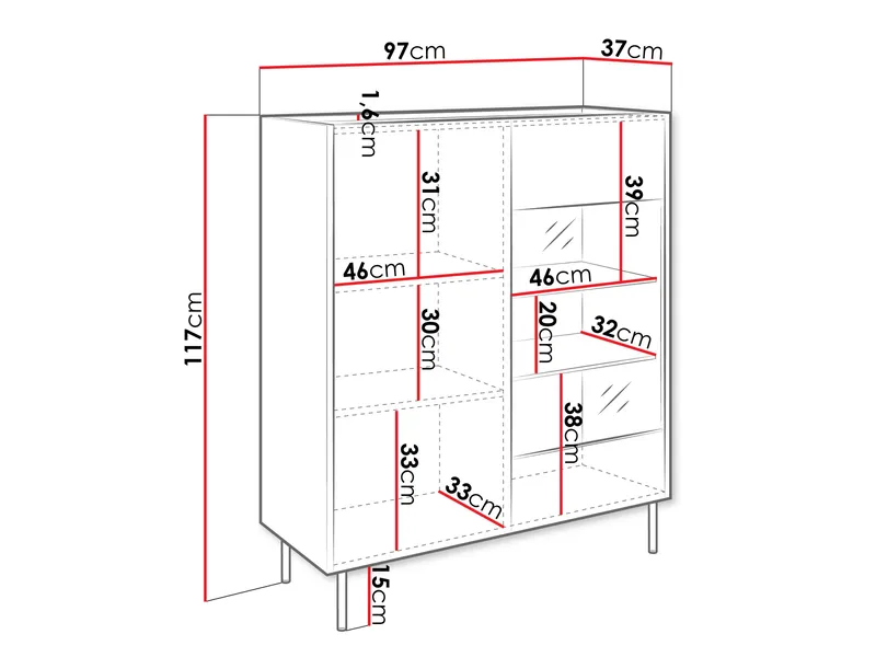 Akihito Vitrineskap 97x117 cm - Brun - Oppbevaring - Skap - Vitrineskap