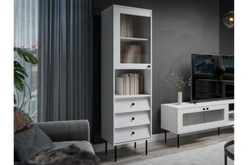 Akilesh Vitrineskap 52x180 cm - Hvit - Oppbevaring - Skap - Vitrineskap