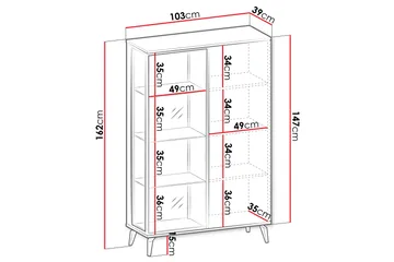 Akinari Vitrineskap 103x162 cm - Brun / Beige - Oppbevaring - Skap - Vitrineskap