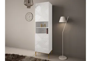 Alim Vitrineskap 55x200 cm - Hvit - Oppbevaring - Skap - Vitrineskap