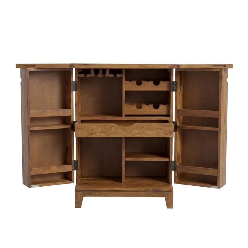 Avelo barskap 65 cm i massivt sheeshamtre med nedfellbar design, naturtre